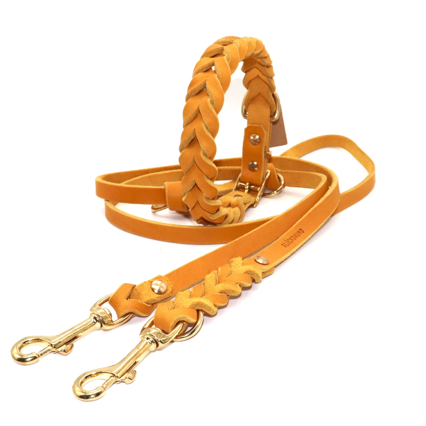 Halsband und Leinenset senfgelb