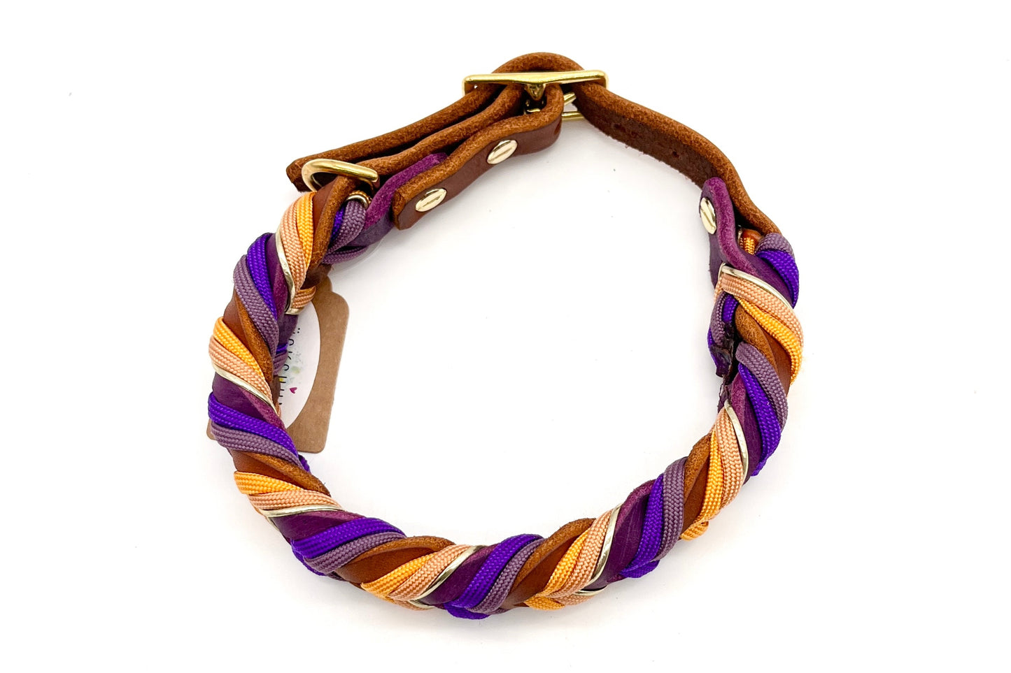 Fettlederhalsband geflochten mit Paracord verstellbar