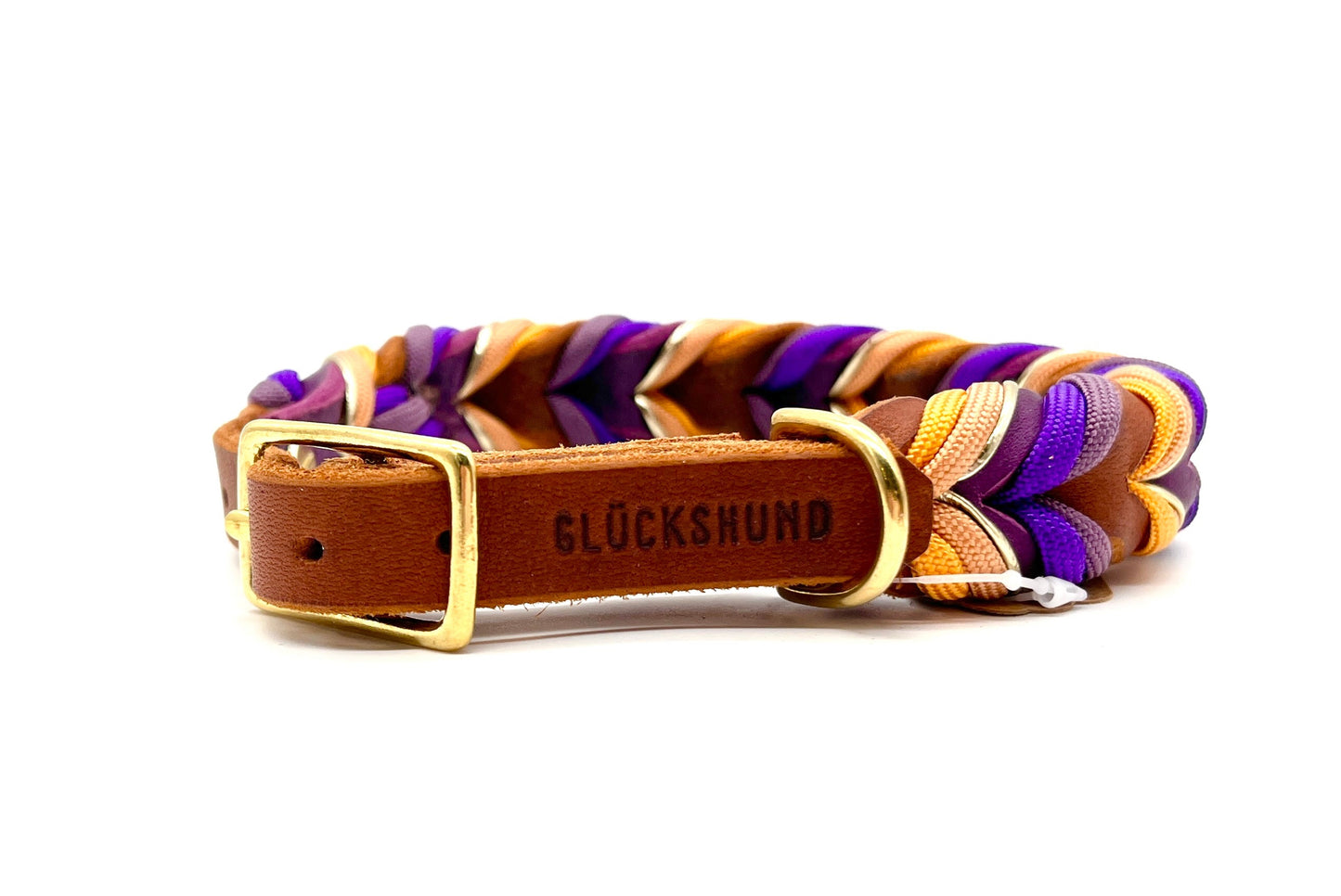Hundehalsband Leder verstellbar geflochten mit Paracord