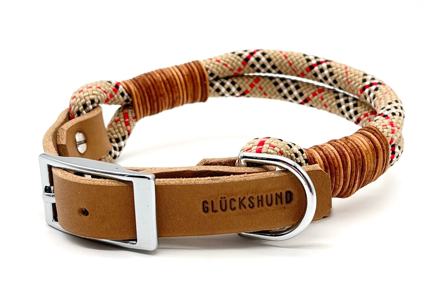 Hundehalsband Sofortkauf Tau Tartan Beige Cognac