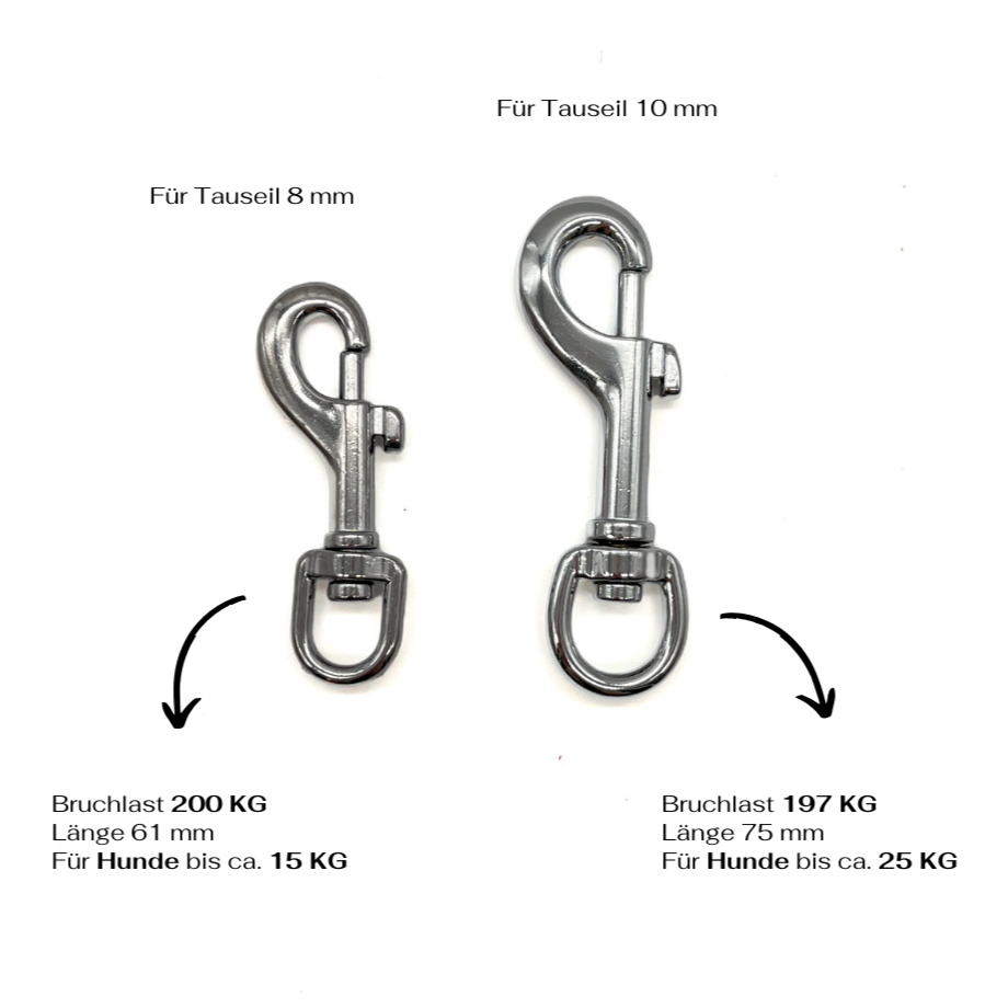 Karabiner Auswahl Silber mit Bruchlastangaben