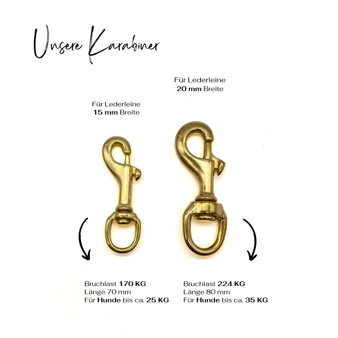 Karabiner Messing Lederleinen