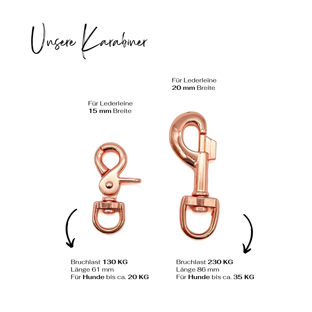 Karabiner Rosé Lederleinen