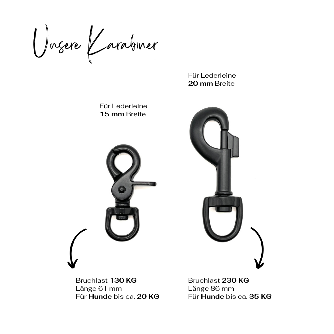 Karabiner Schwarz Lederleinen