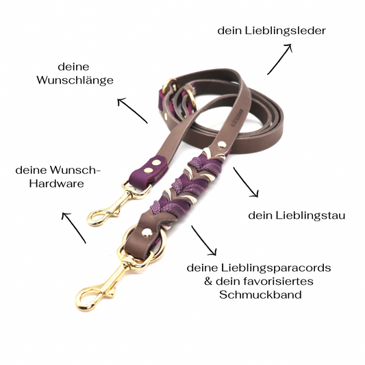 Konfigurator Hundelederleine Leder ABENTEUER