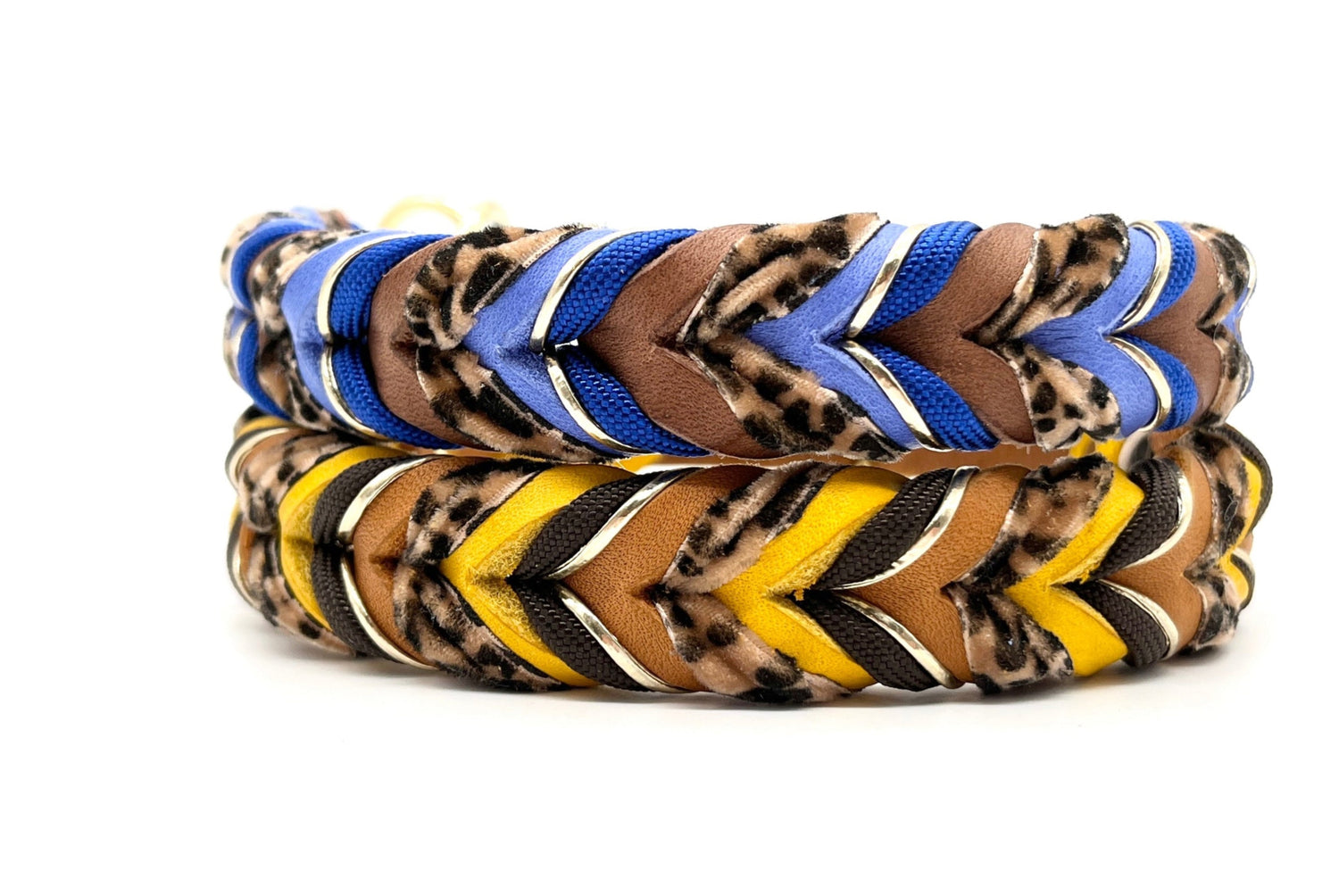 Lederhalsband für Hunde m Animal Print Look - Leo Look