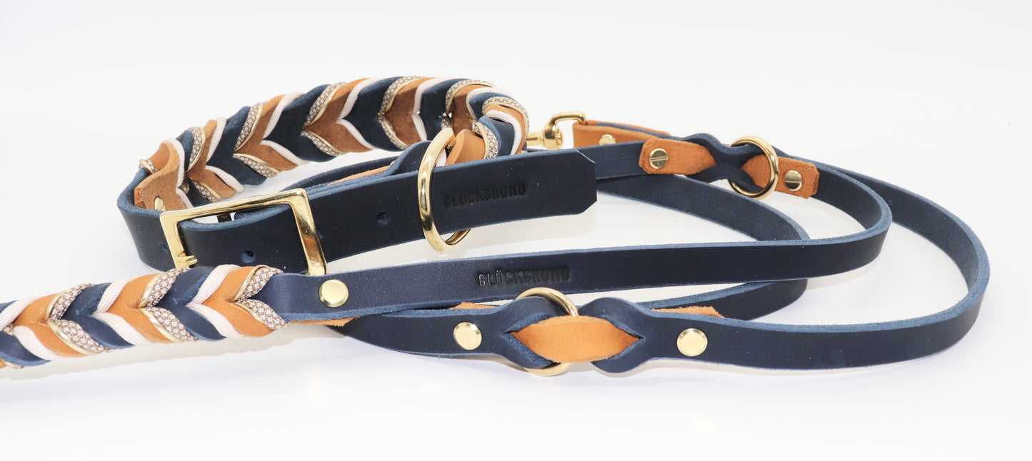 Halsband- und Leinenset Leder
