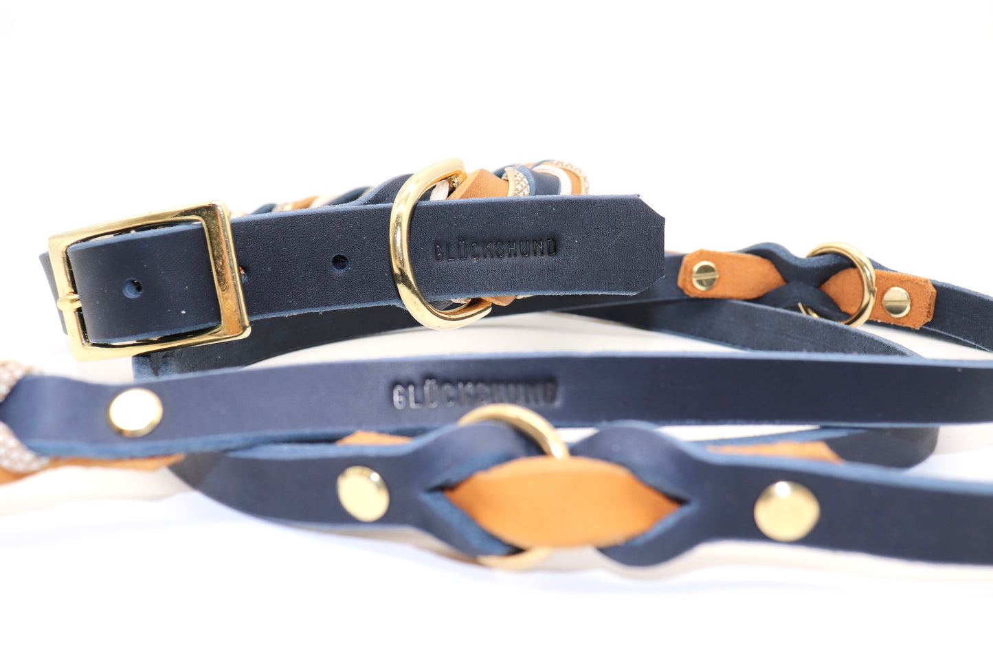 Lederleiene Set Cognac Blau