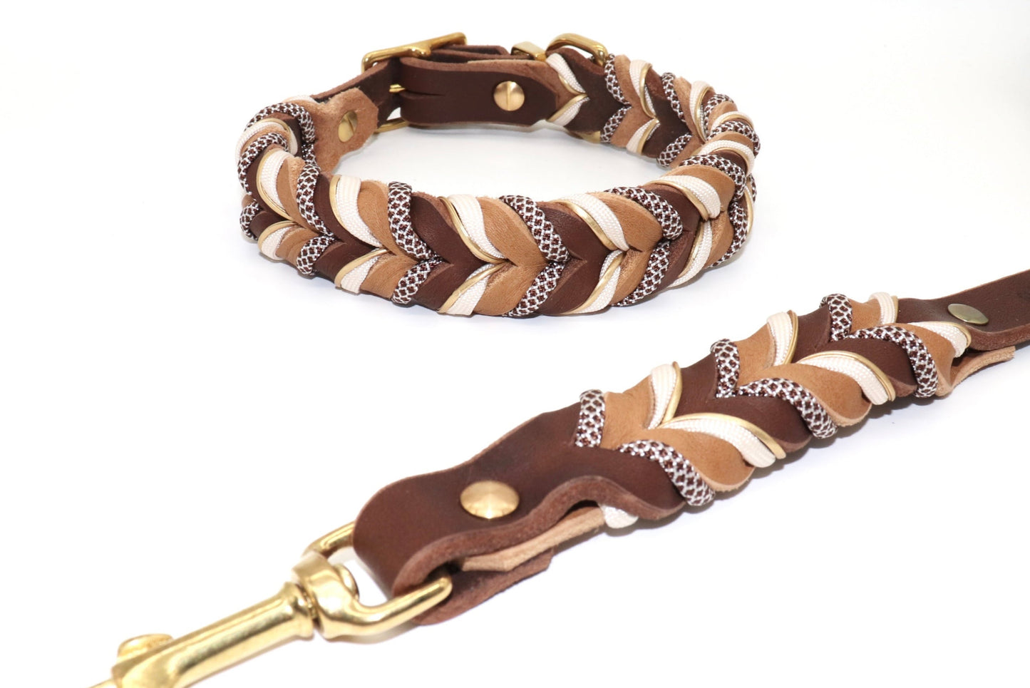 Fettlederhalsband Braun & Cognac