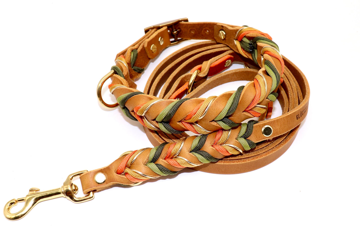 Halsband und Leinenset Fettleder Cognac