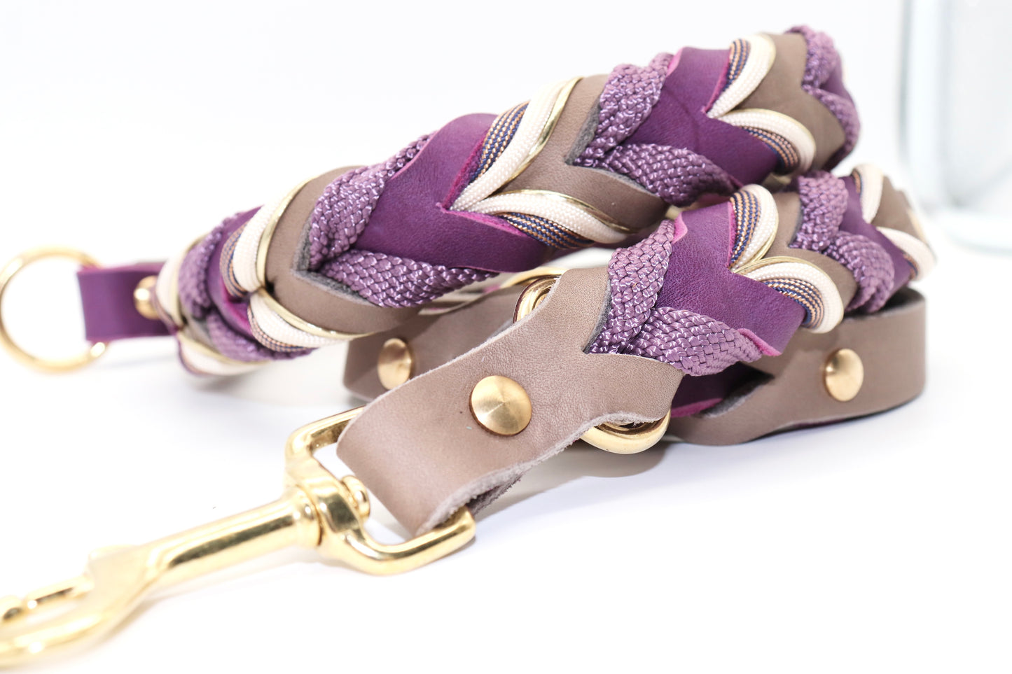 Hundehalsband Fettleder geflochten Taupe