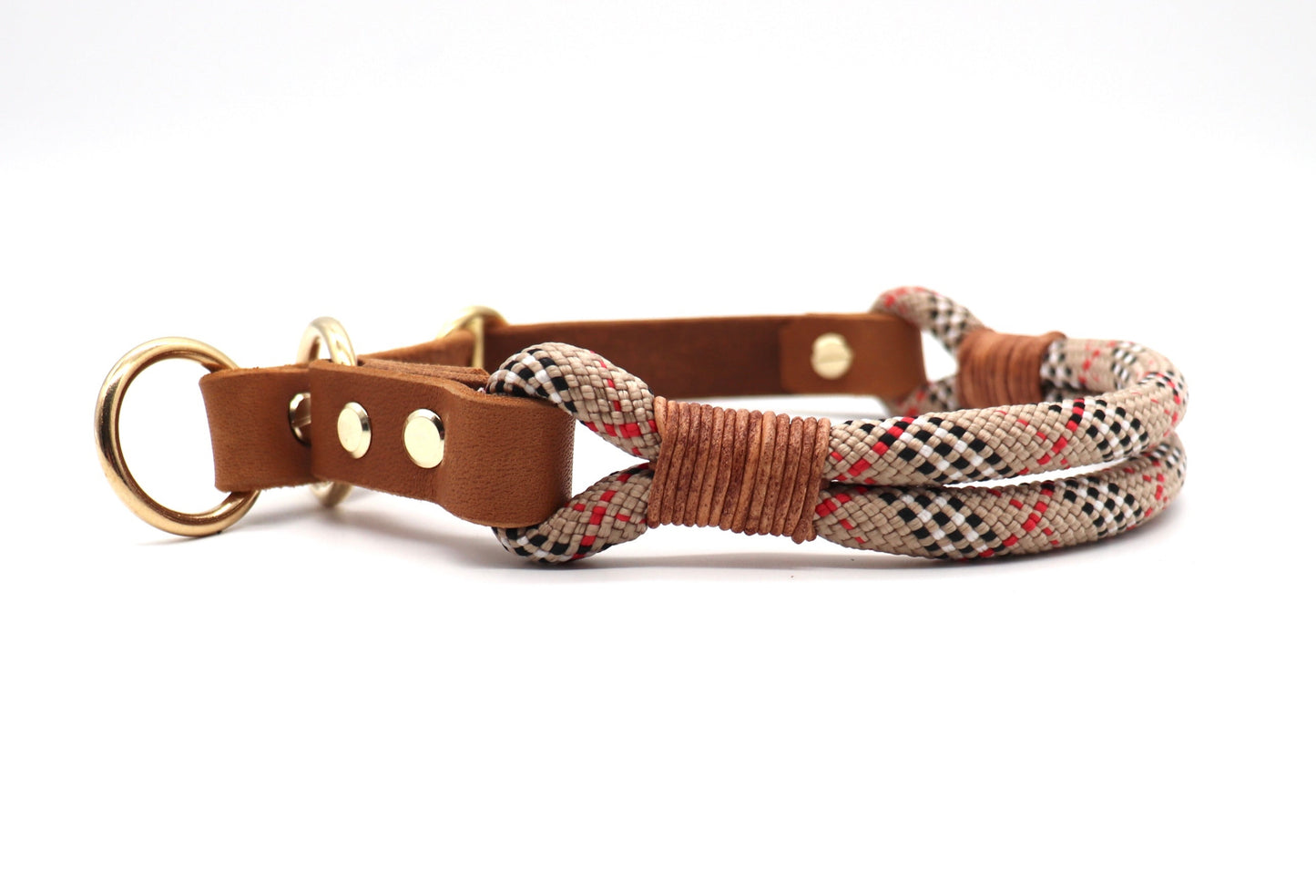 Tauhalsband Zugstopp beige kariert