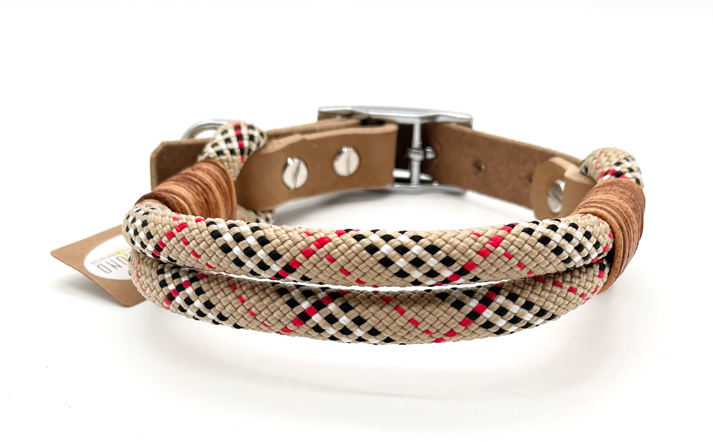Hundehalsband Tau beige kariert verstellbar