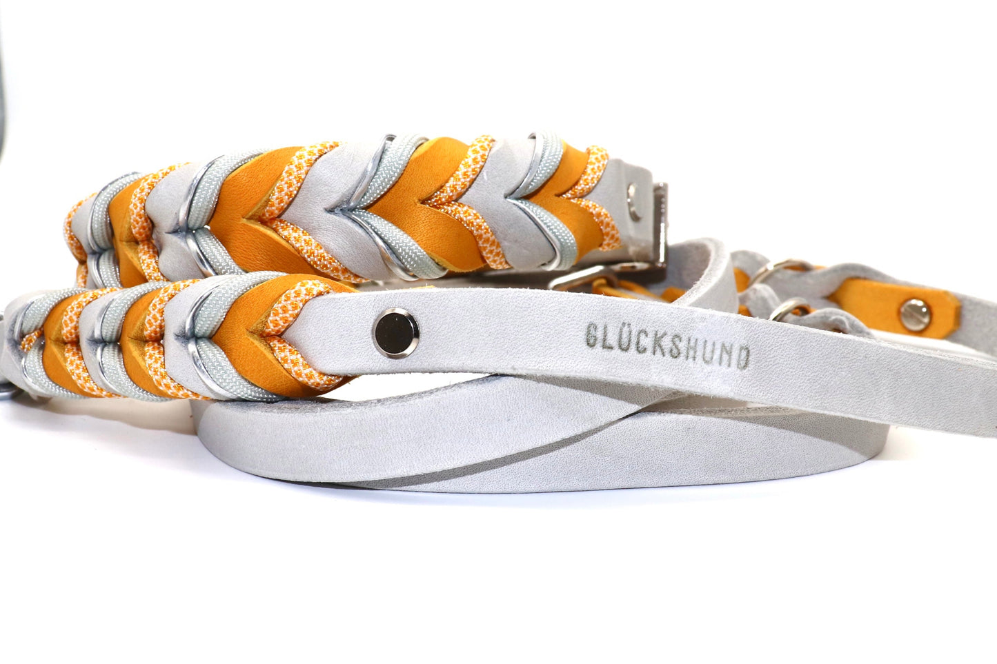 Fettlederhalsband Grau curry