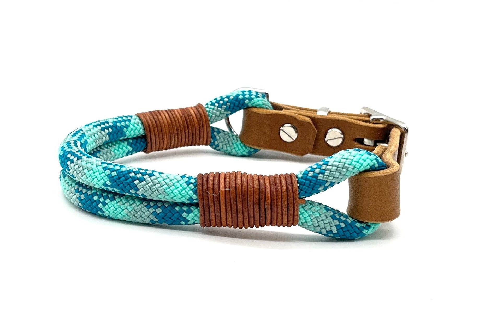 verstellbares Tauhalsband Türkis Petrol kariert
