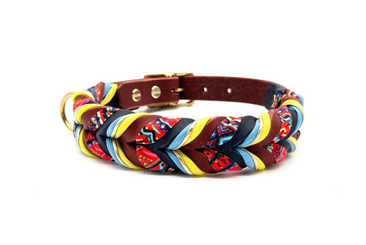 Hundehalsband Leder geflochten