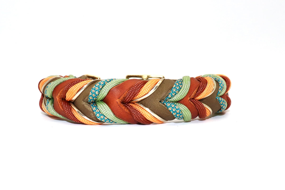 Lederhalband olivgrün mit Paracord