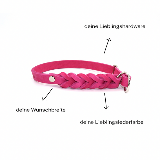 Lederhalsband FLECHTSTÜCK pink