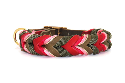 Fettlederhalsband grün und rot