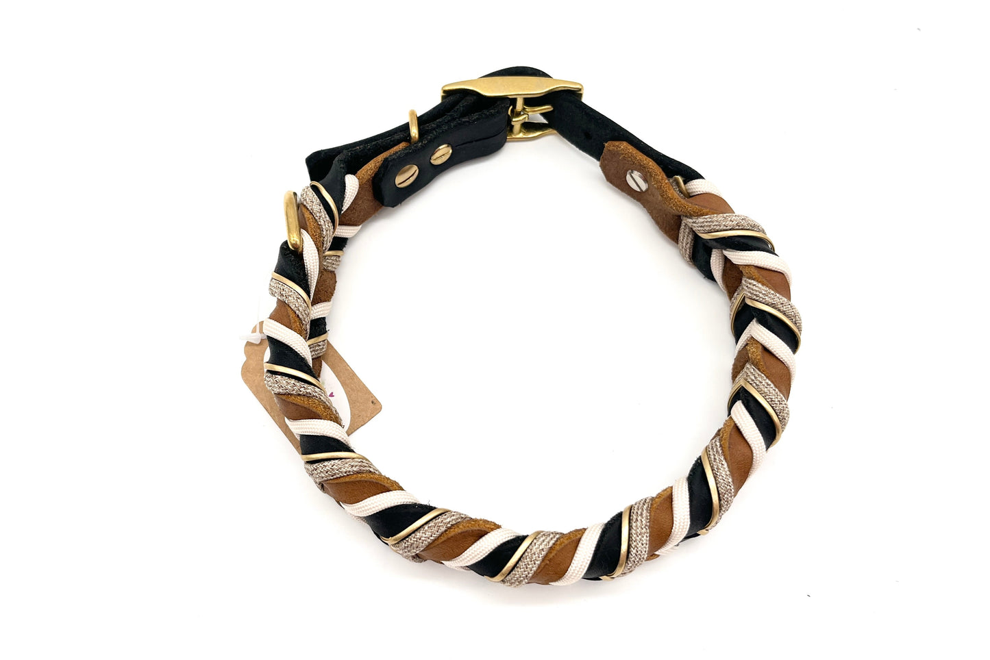 Sofortkauf Hundehalsband schwarz cognac geflochten mit Paracord
