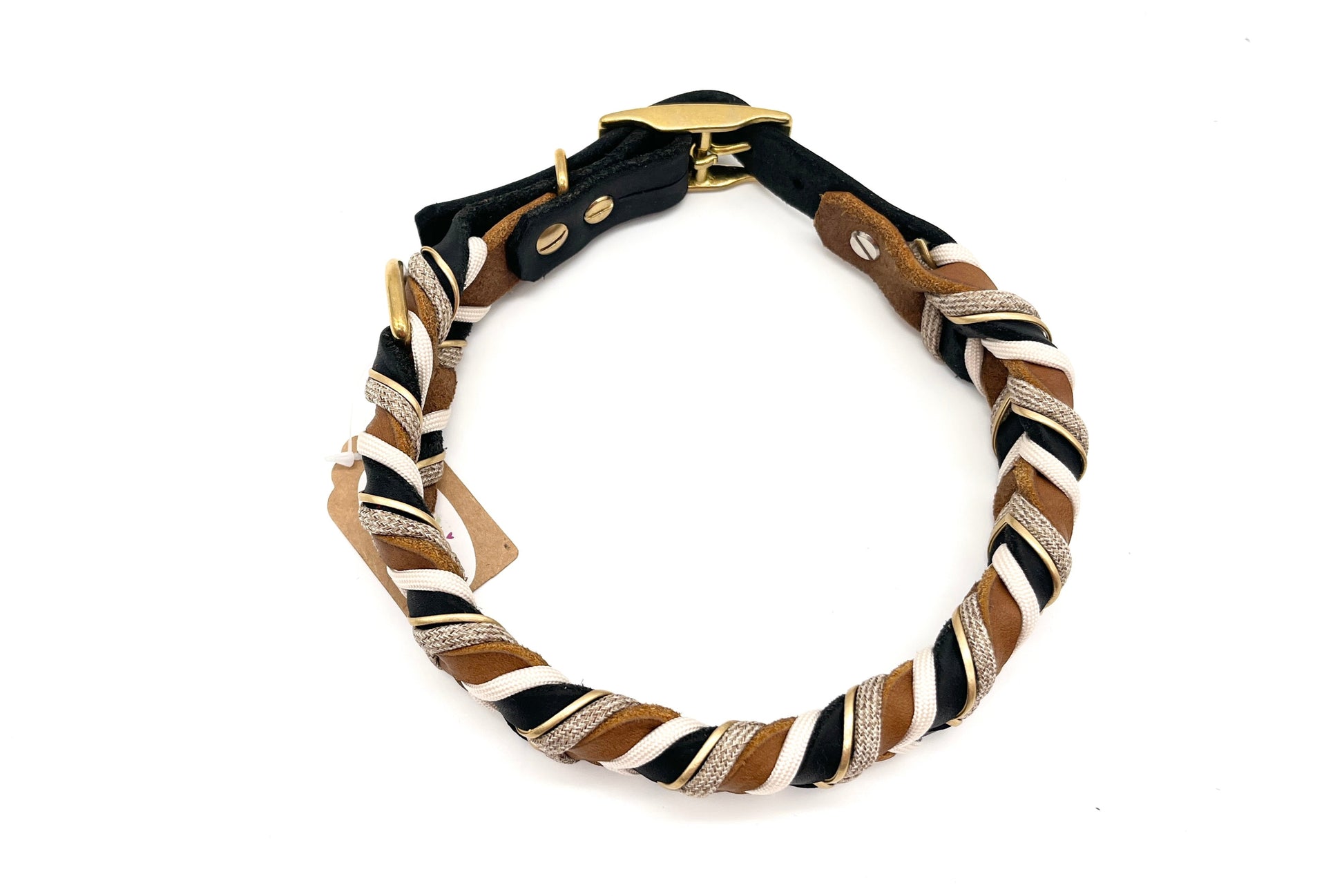Sofortkauf Hundehalsband schwarz cognac geflochten mit Paracord