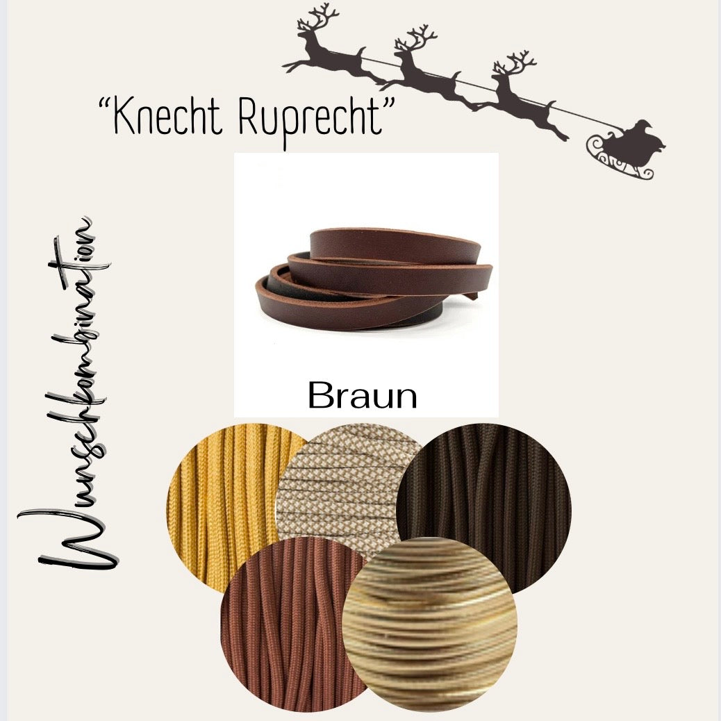 geflochtenes Fettlederhalsband Braun weihnachtlich