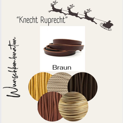 geflochtenes Fettlederhalsband Braun weihnachtlich