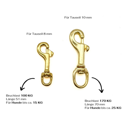 Karabiner Auswahl Messing mit Bruchlastangaben