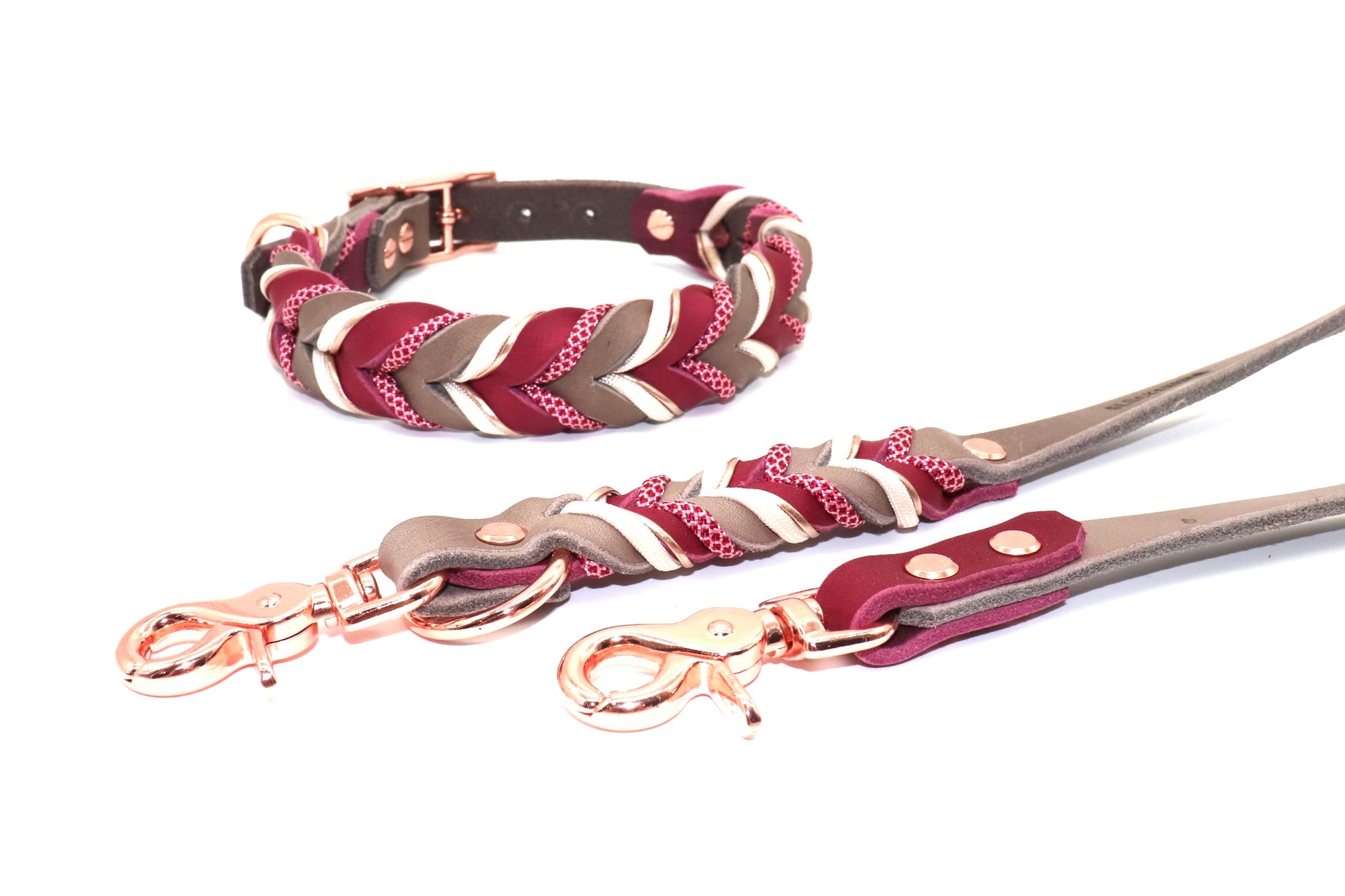 Halsband und Leinenset Fettleder Taube