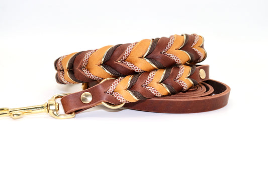 Fettlederhalsband geflochten Leder Braun