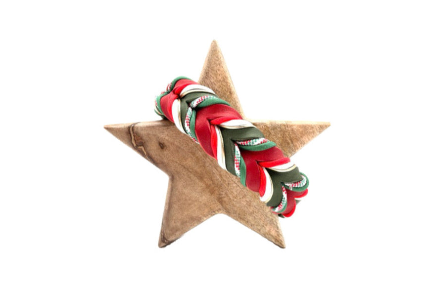 geflochtenes Fettlederhalsband in grün und rot