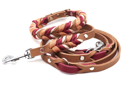 Fettlederhalsband geflochten rot 