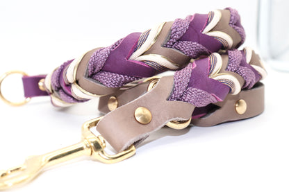Hundehalsband Fettleder geflochten Taupe