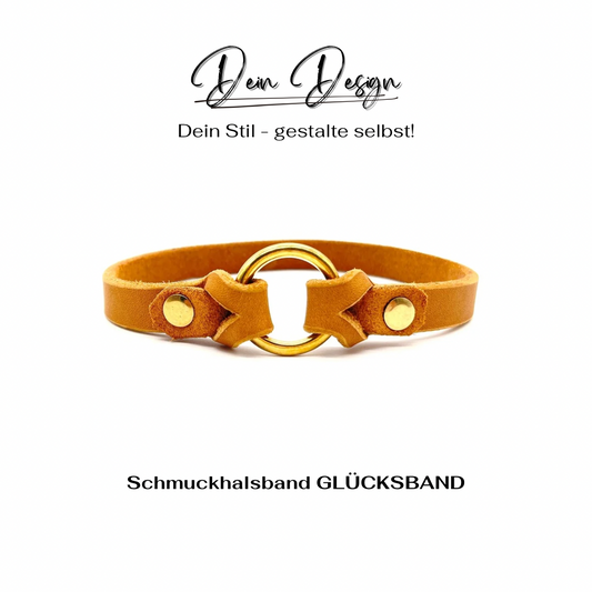Schmuckhalsband / Markenhalsband Leder GLÜCKSBAND