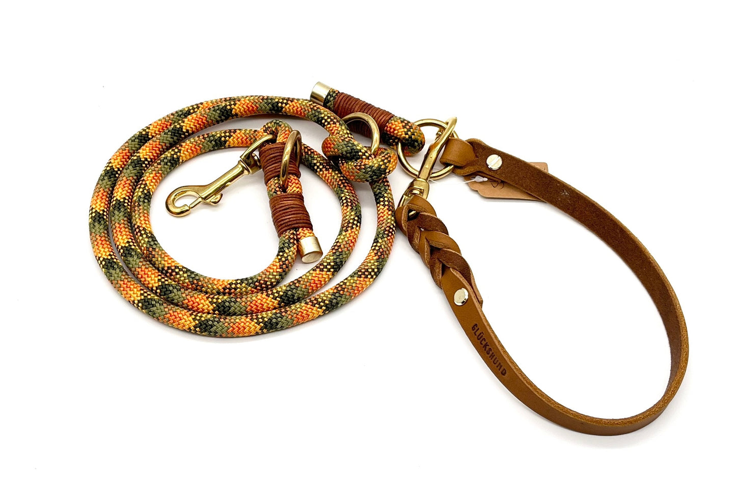 Tauleine Flieder Grün Orange Gelb kariert  Hundeleine PPM Seil Hundeleineseil