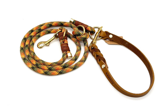Tauleine Flieder Grün Orange Gelb kariert  Hundeleine PPM Seil Hundeleineseil