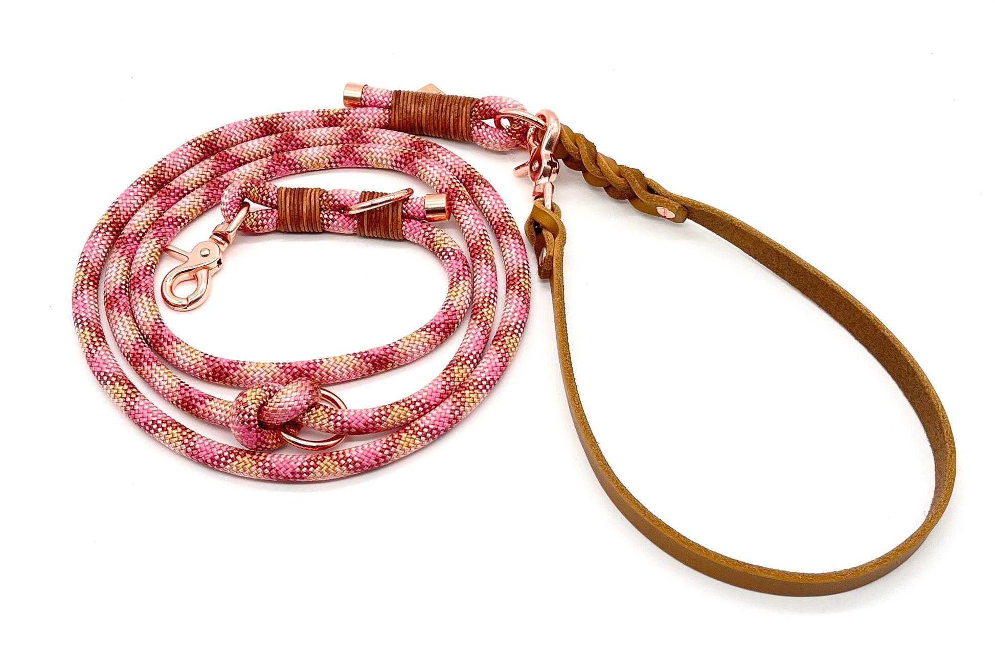 Tauleine Hundeleine zum Umhängen aus PPM Seil in Rosatönen 