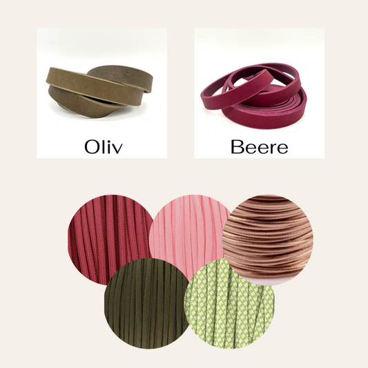 Lederhalsband Olive und Beere