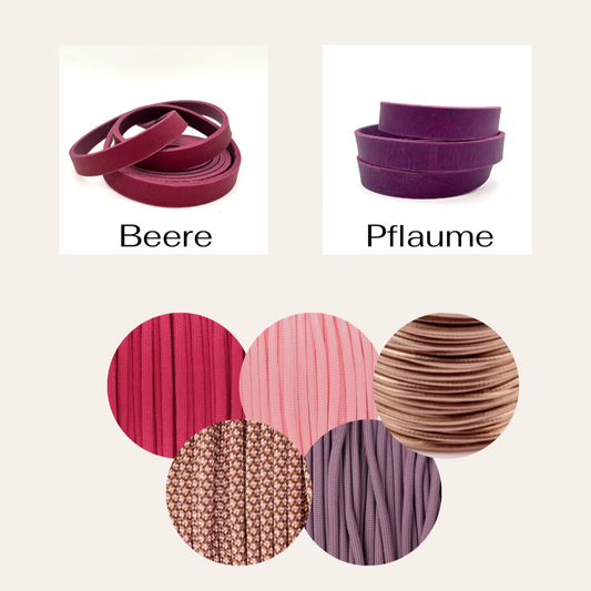 Lederhalsband und Leinenset Beere