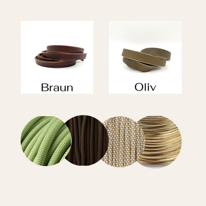 Fettlederhalsband Braun Oliv geflochten mit Tau und Paracord 