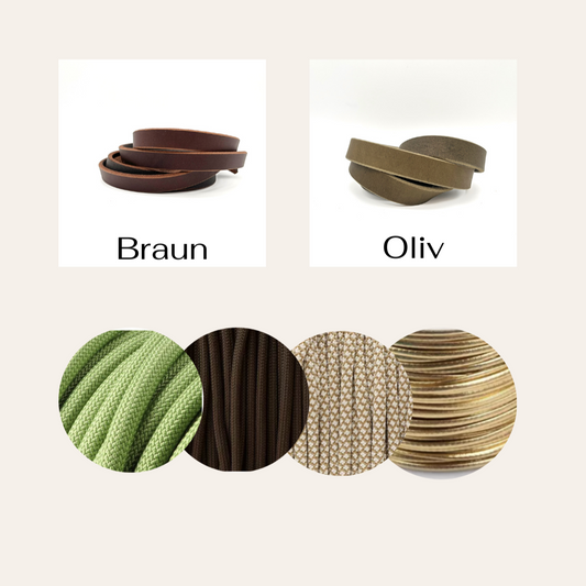 Fettlederhalsband Braun Oliv geflochten mit Tau und Paracord 