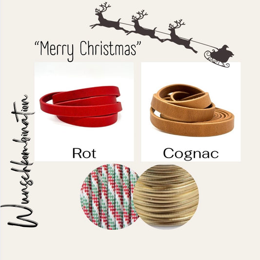 Fettlederhalsband in weihnachtlichen Farben mit Rot