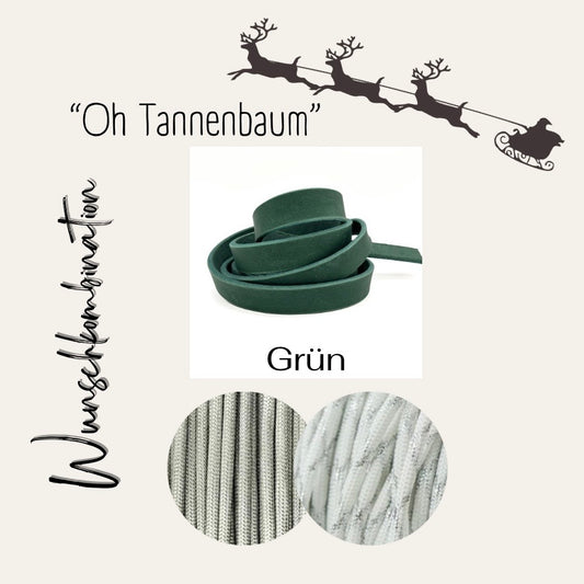 Fettlederhalsband geflochten in Grün mit silbernen Akzenten