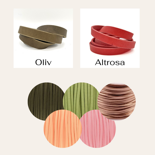 geflochtenes Lederhalsband Hund Olive Rosa