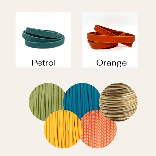 Hundehalsband Leder geflochten Petrol Orange