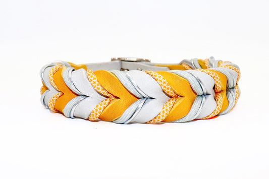 Hundehalsband Fettleder grau curry