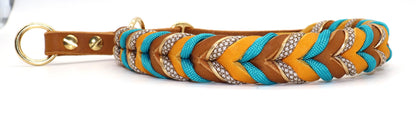 Zugstupphalsband Leder geflochten cognac